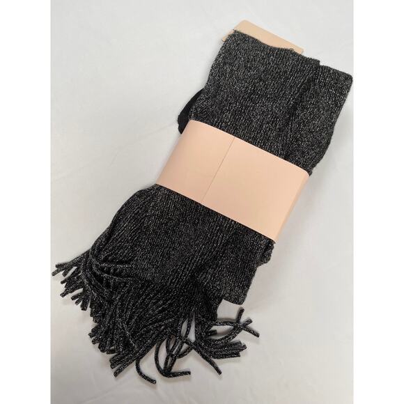 Nanette Lepore Scarf Gloves Hat Set of 3 Pieces Black Silver Metallic - Picture 4 of 7